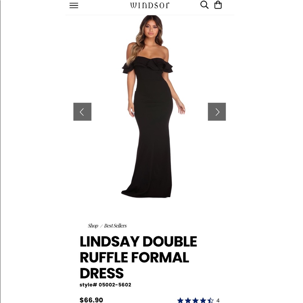 Windsor Black Lindsay Double Ruffle Strapless Formal Dress